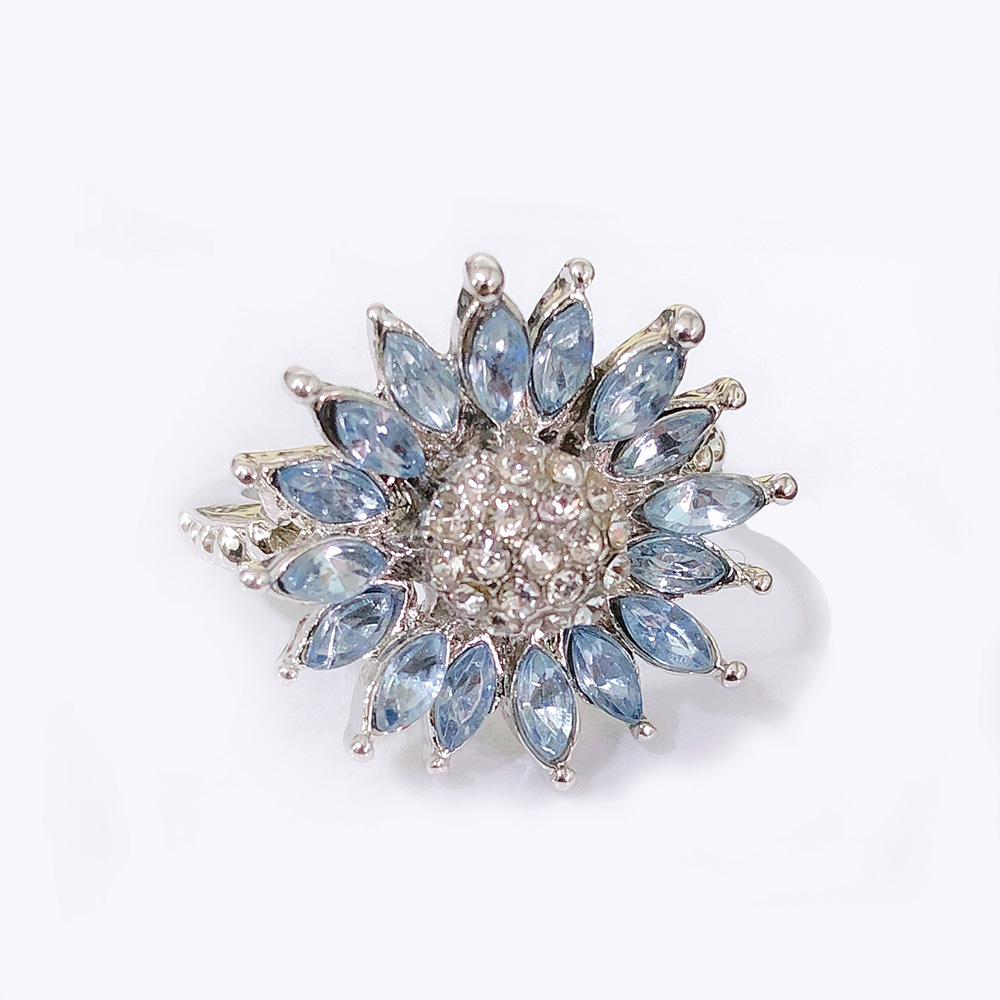 Sunflower Ring Female With Light Blue Zircon - Image 5
