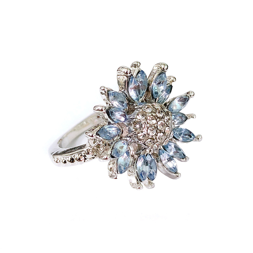 Sunflower Ring Female With Light Blue Zircon - Image 2